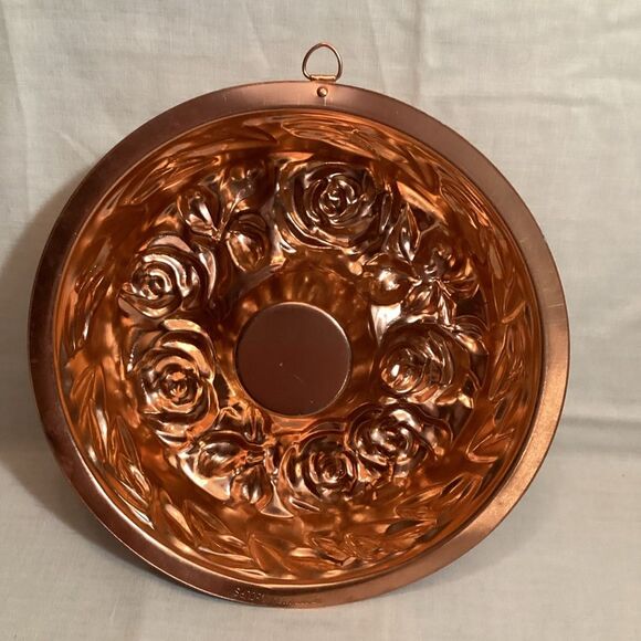 Copper Floral Wall Hanging Dessert Cake Mold 1963 AHG Made in Hong Kong 5 Cups - Picture 3 of 11